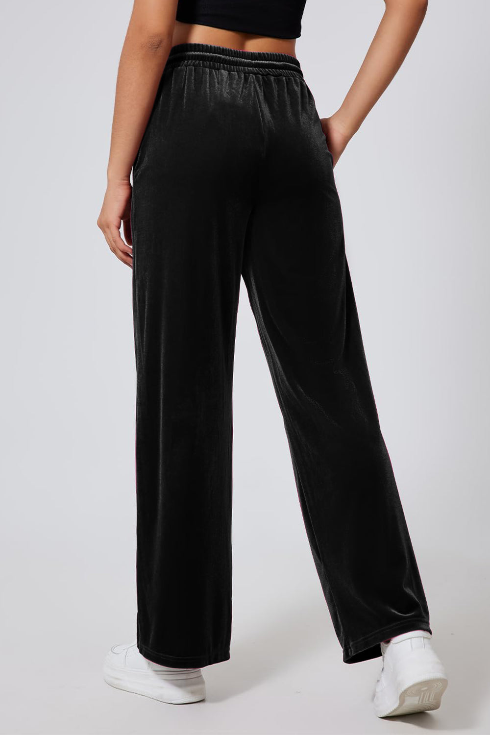 Velvet Drawstring Elastic Waist Pants