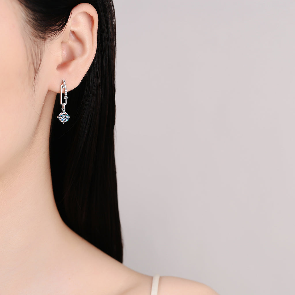 Dainty Silver Starburst Dangle Earrings