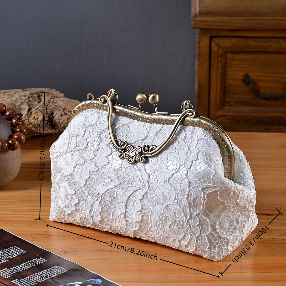 Small Floral Lace Clutch Bag