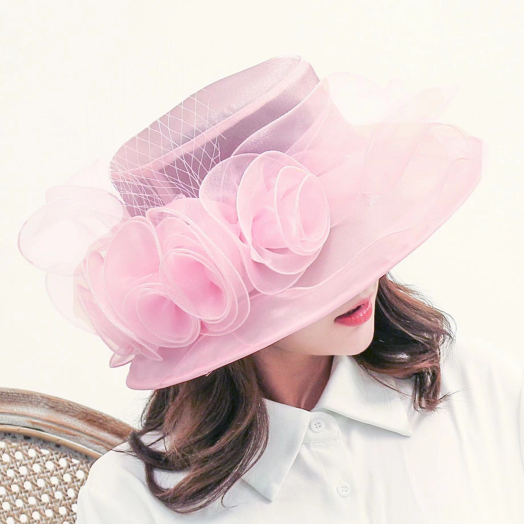 Fancy Mesh Floral Bowler Hat