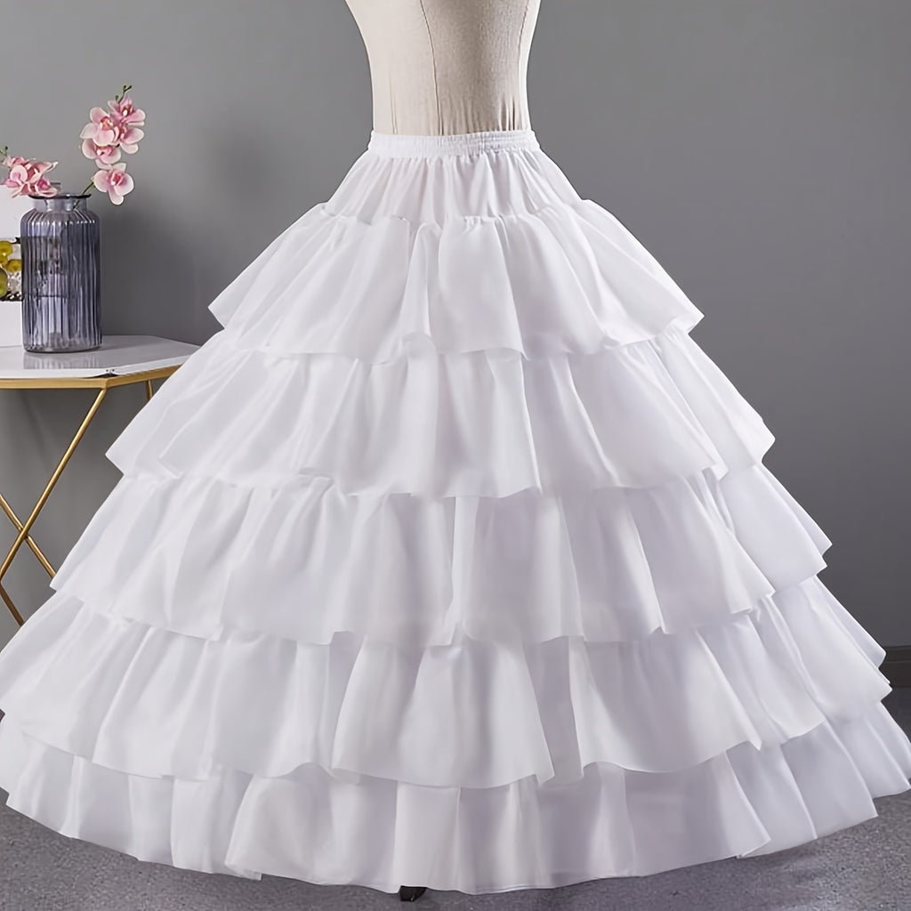 White Ruffled Tiered Five-Layer Flanged Petticoat