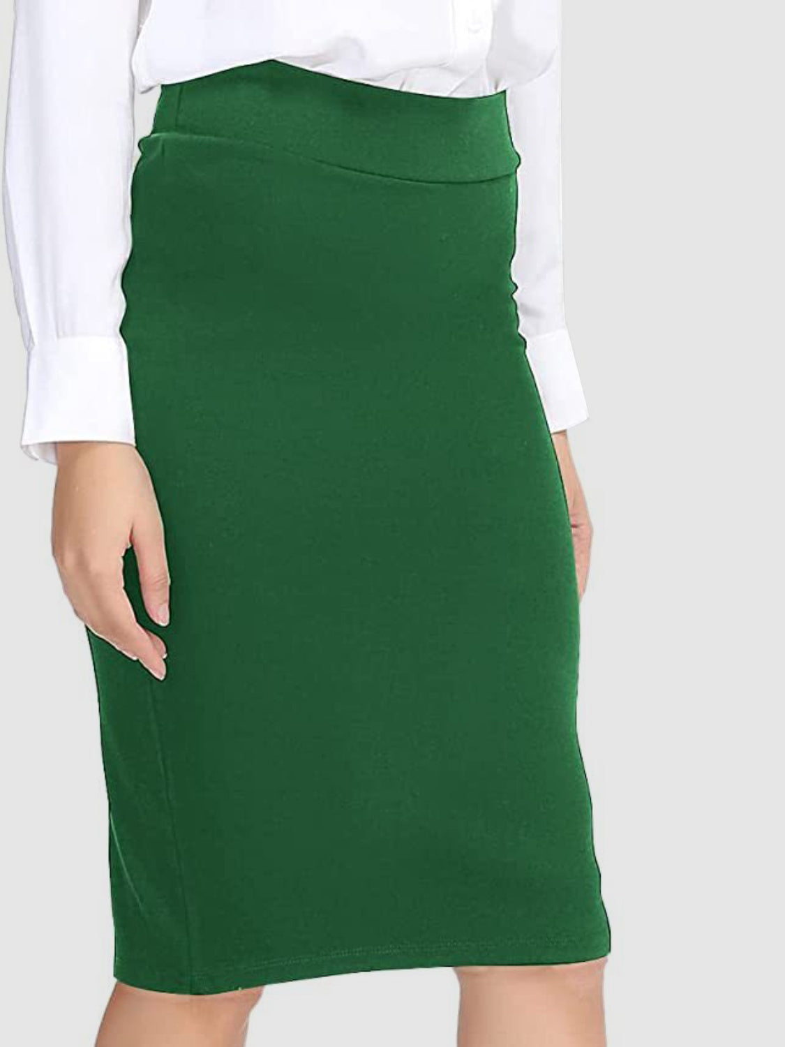 Green Pull On Pencil Skirt