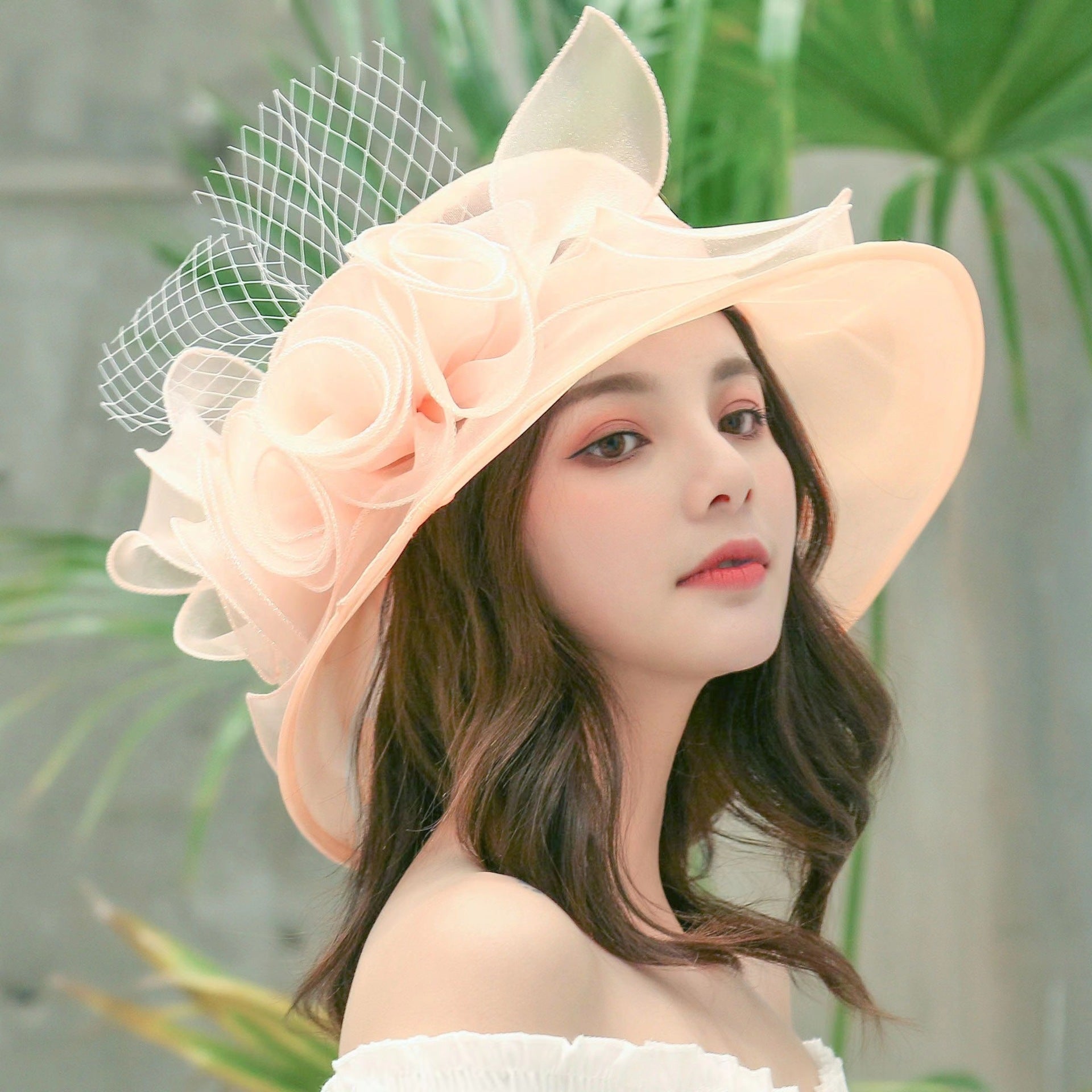 Fancy Mesh Floral Bowler Hat