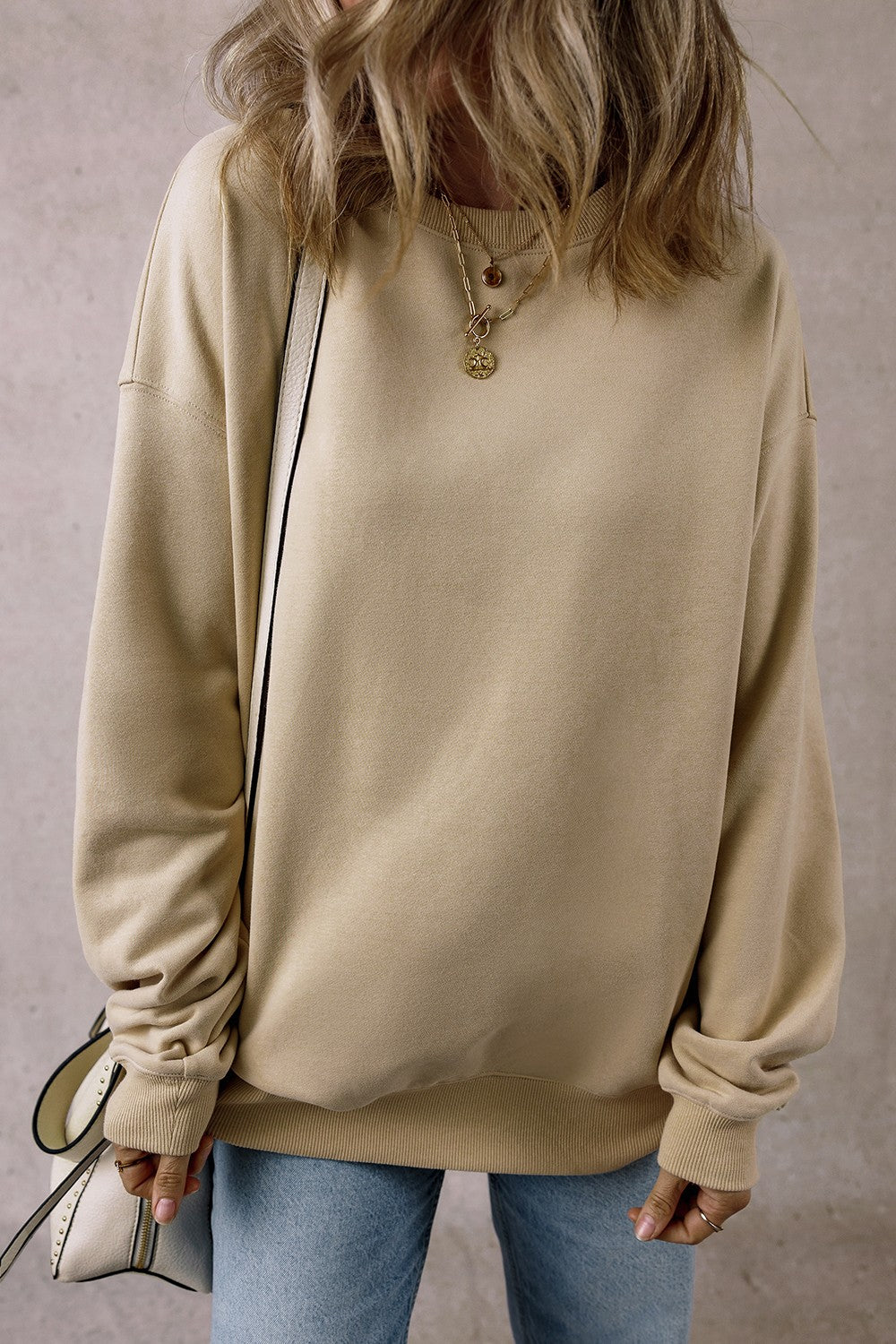 Solid Color Sweatshirt with Pockets