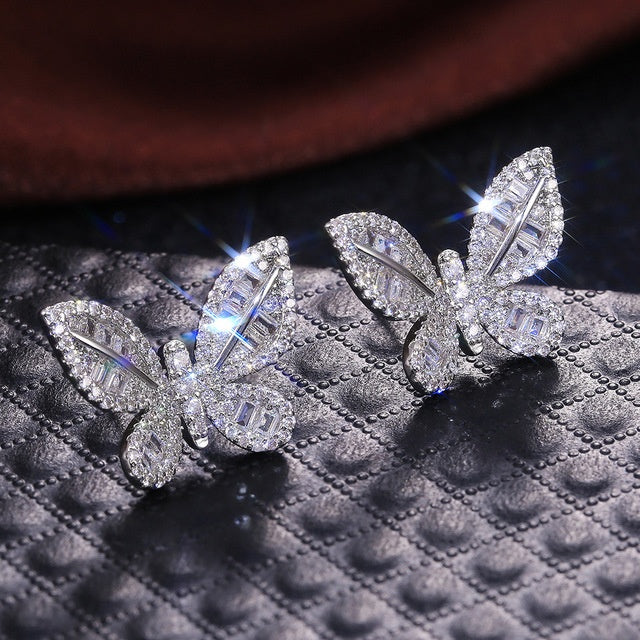 CZ Butterfly Post Earrings