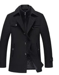 Men's Slim Fit Wool Peacoats Black Bazaare Mart Men's Wool Peacoat