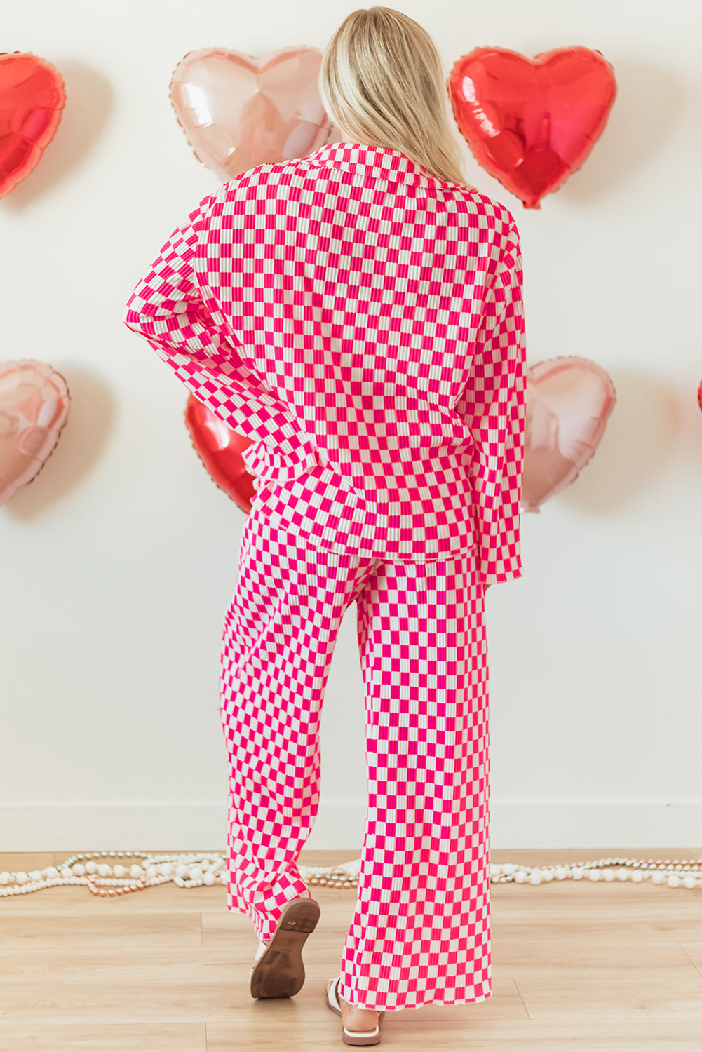 Pink Checkered Long Sleeve PJs
