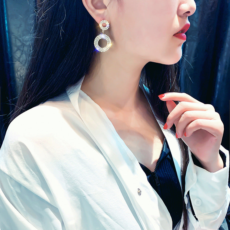 Double Hoop Rhinestone Earrings