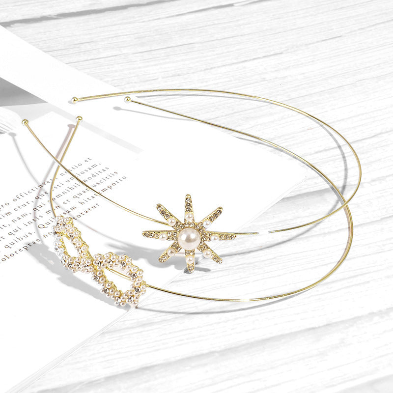 Gold Rhinestone and Pearl Headbands
