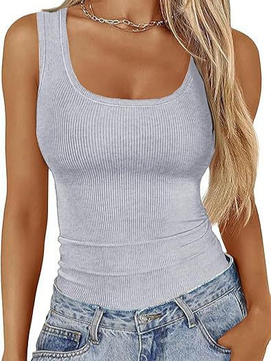 Ribbed Slim-fit Tank Top Light Gray CJ Dropshipping Ribbed Tank Top