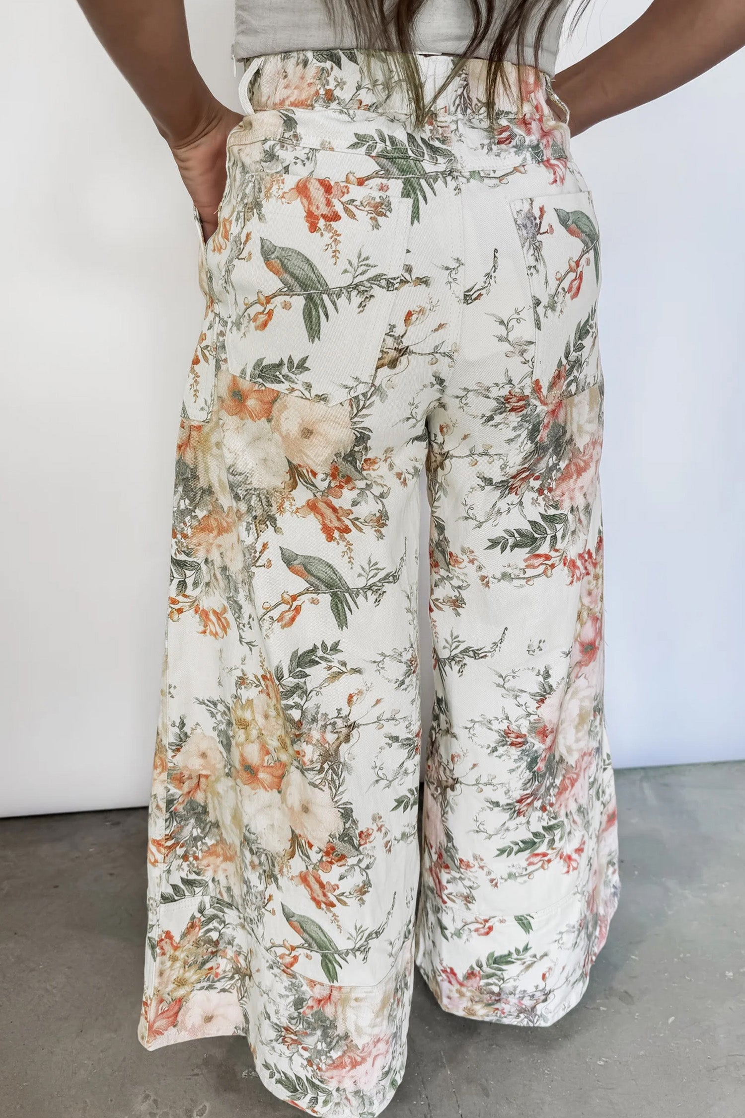 Vintage Floral Wide Leg Jeans – High Waist Retro Print Denim Pants Dear-Lover Dropshipping Bottoms/Jeans
