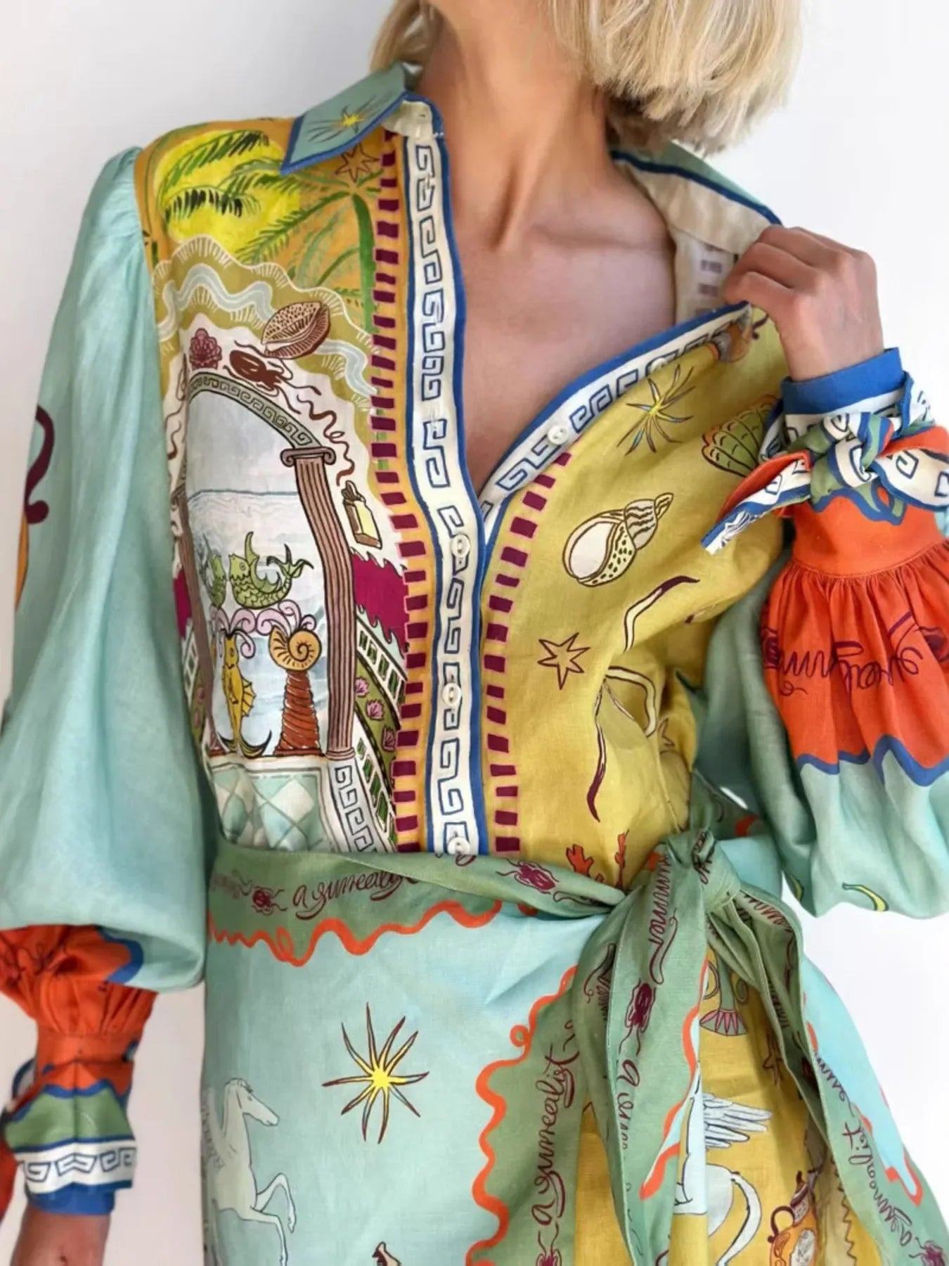 Printed Long Sleeve Shirt Dress Trendsi Shirt Dress