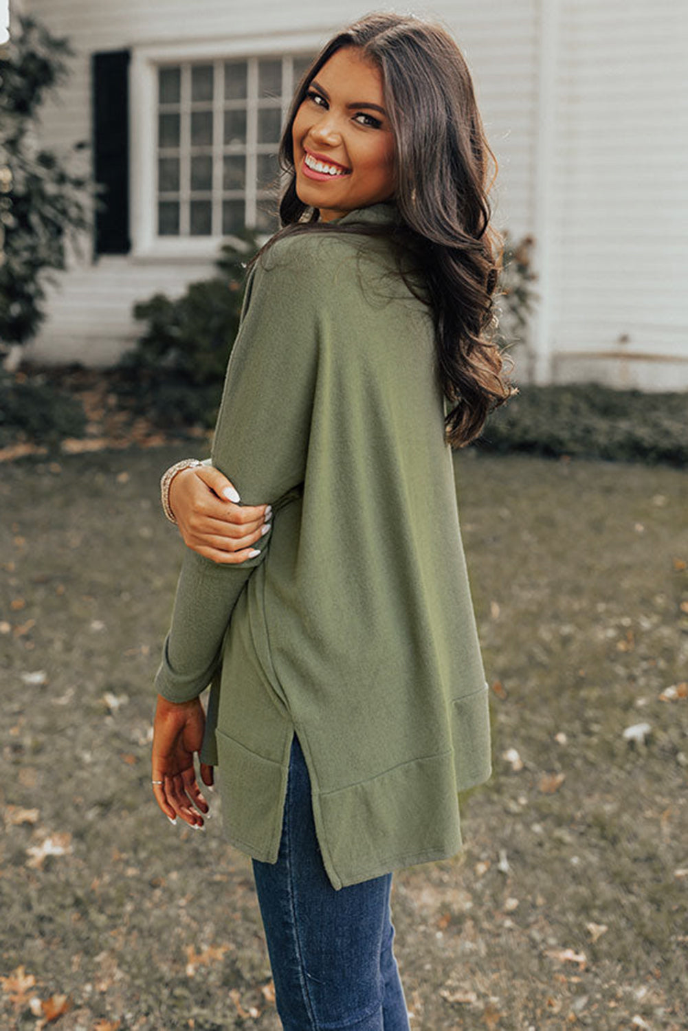 Sage Long Sleeve Cowl Neck Top