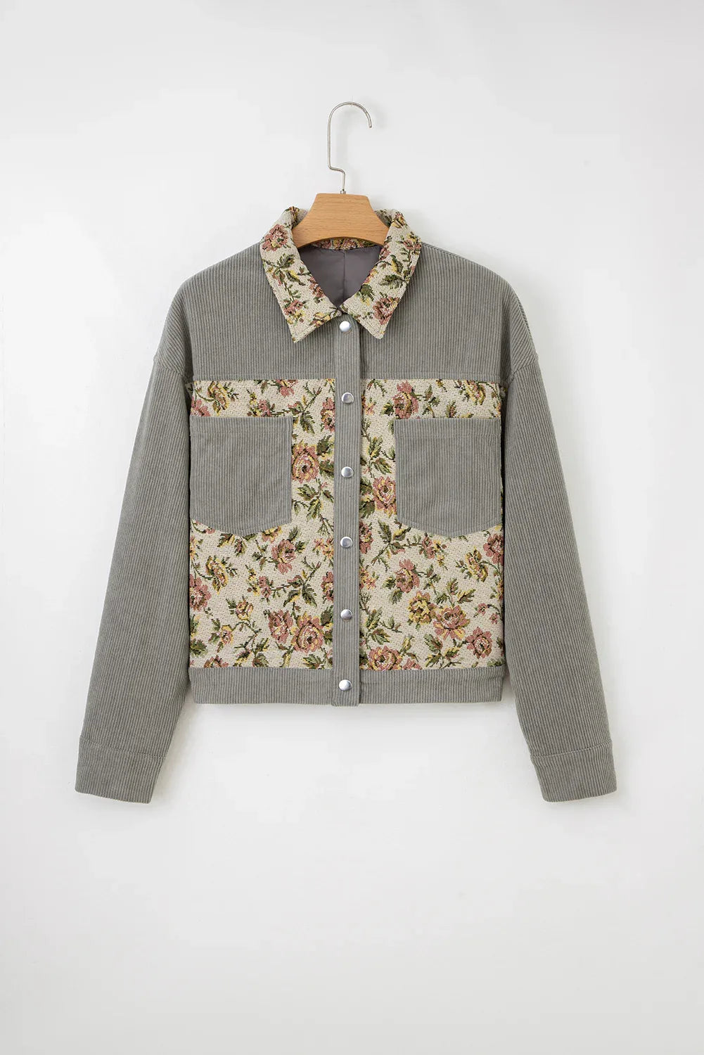 Grey Corduroy Patchwork Jacket Bazaare Mart Outerwear/Jackets