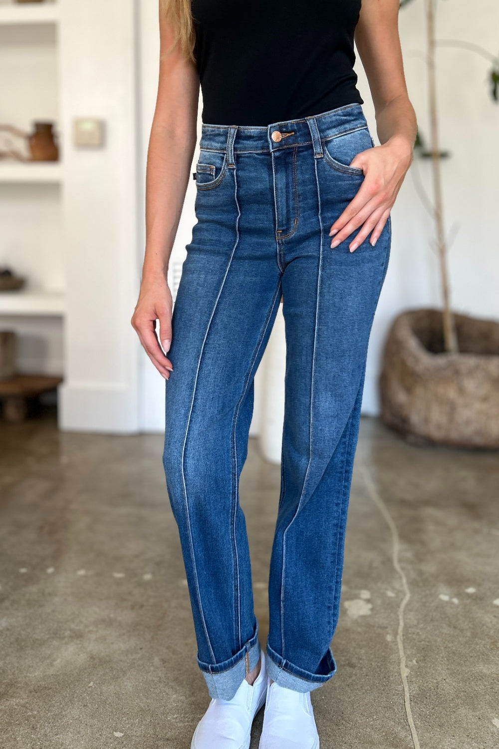 High Waist Straight Leg Jeans