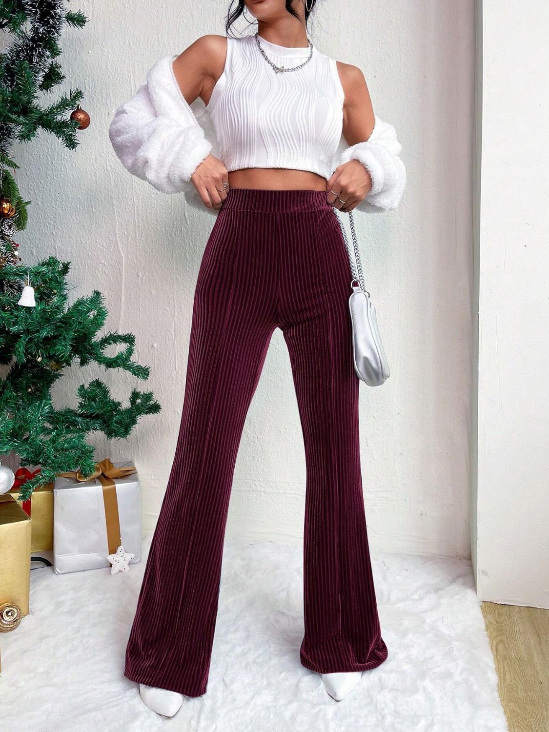 High Waist Corduroy Flare Pants