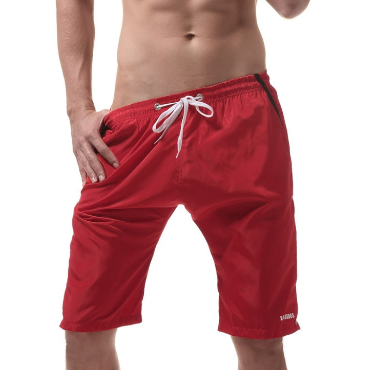 Men's Long Red Swim Trunks