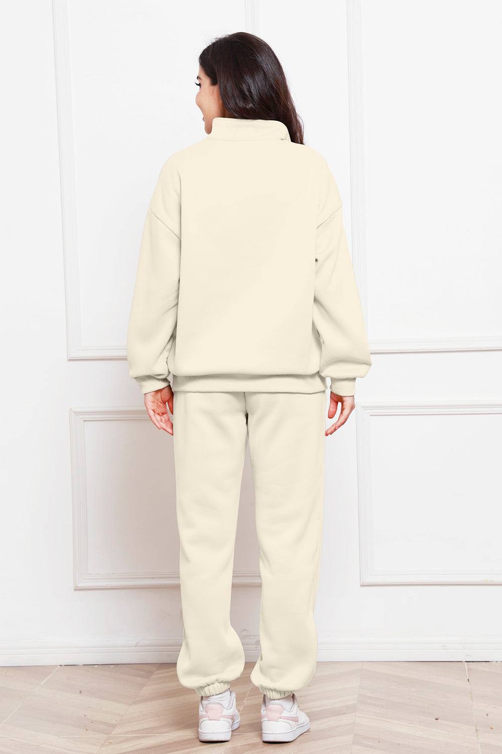 Lady's Solid Color Half Zip Sweatsuit