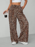 Leopard Print Wide Leg Pants Brown Trendsi Leopard Print Wide Leg Pants