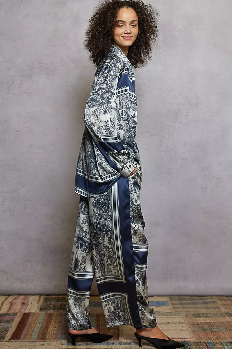 POL Floral Printed Woven Wide Leg Drawstring Pants Bazaare Mart POL Floral Printed Woven Wide Leg Drawstring Pants