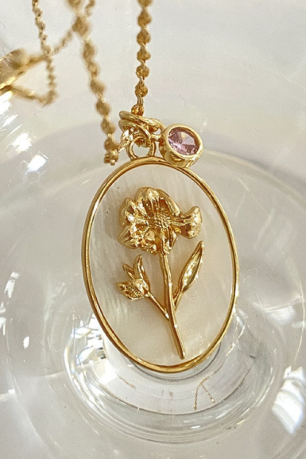 Birth Flower Shell Necklace