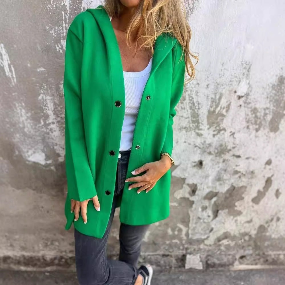 Green Snap Up Cardigan Hoodies