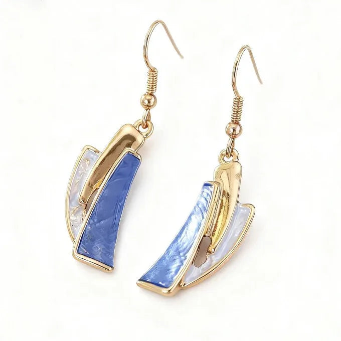 Blue & Gold Abstract Geo Jewelry Set