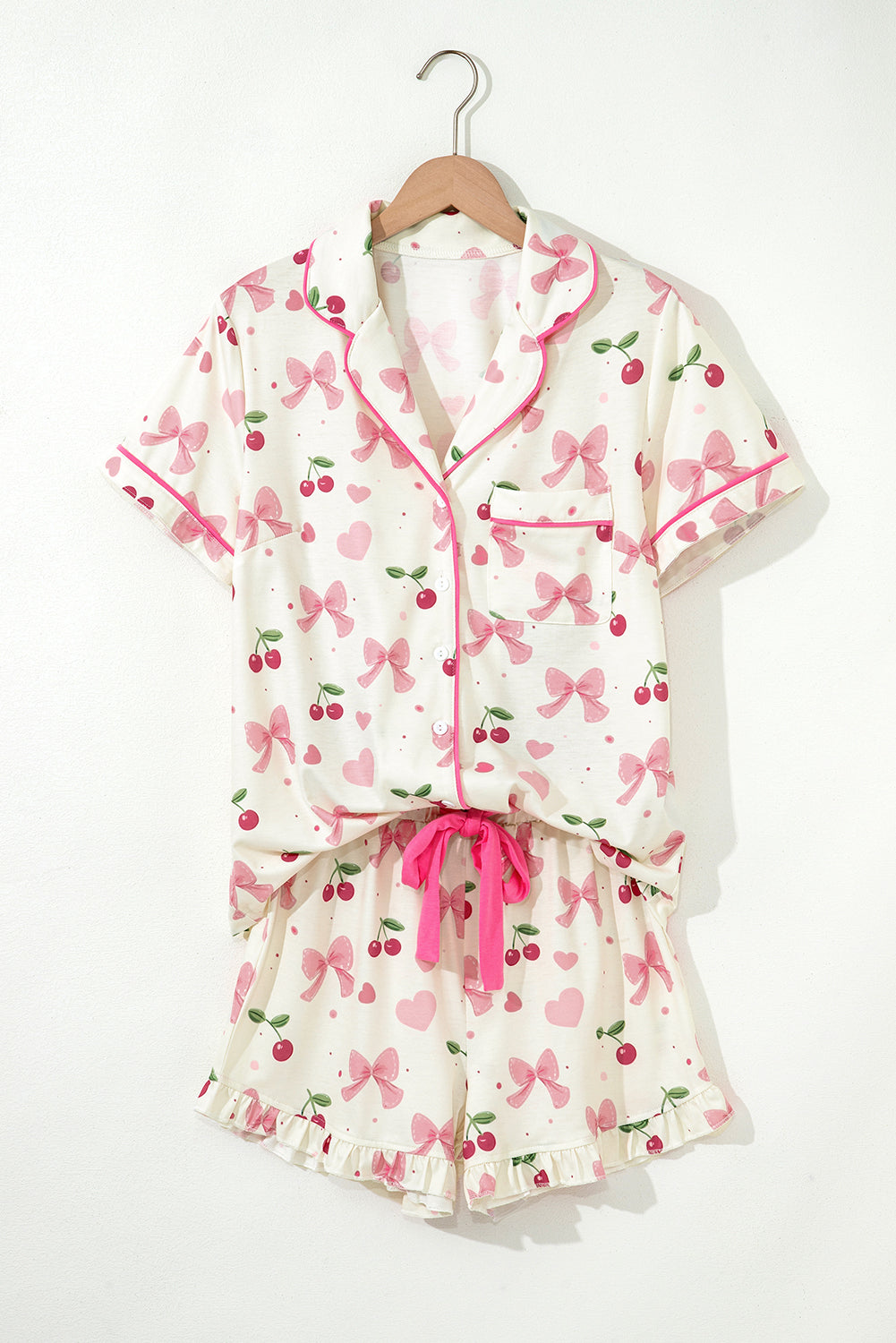 Pink Cherry Shorts Pajamas Set