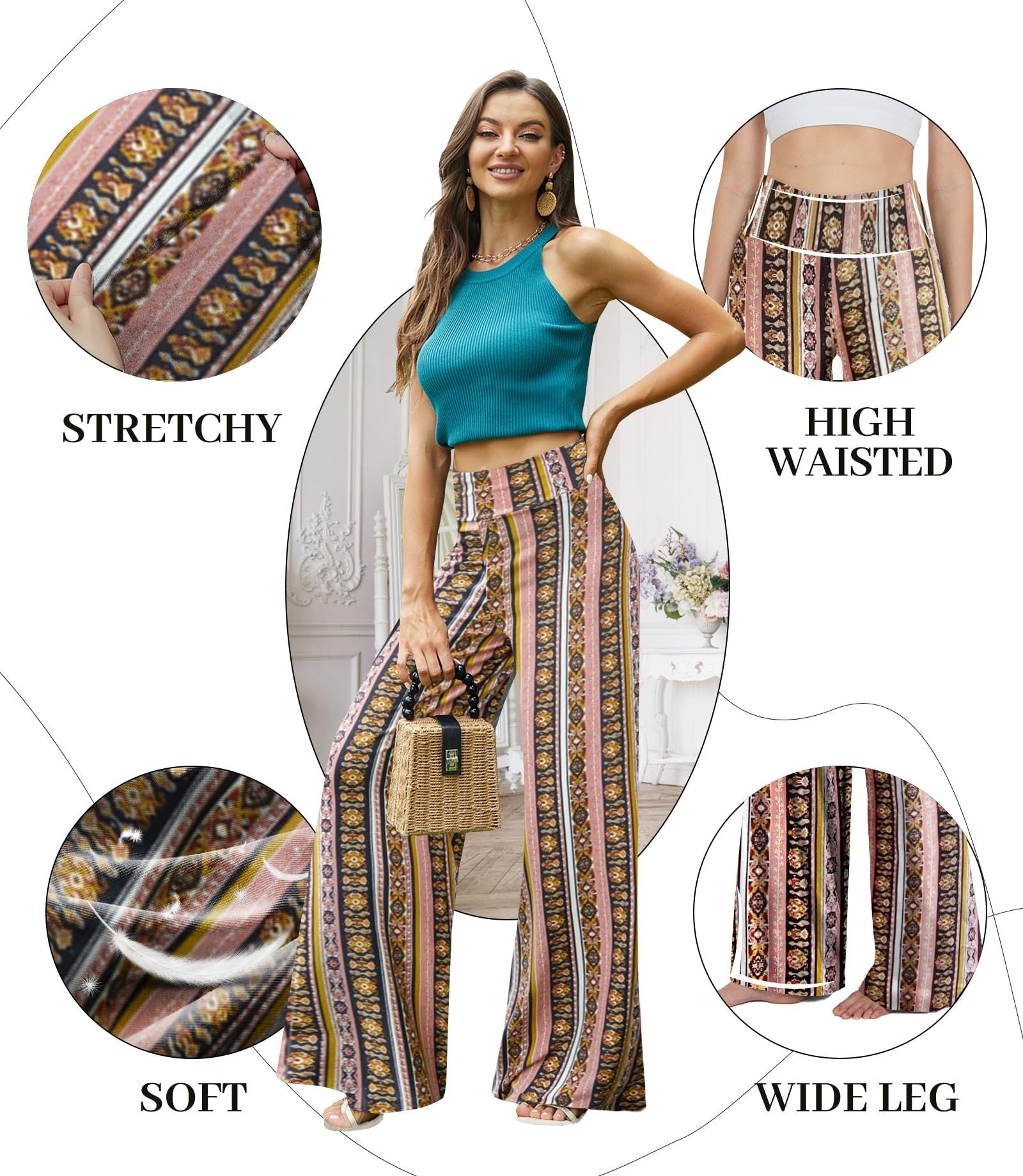 Striped Boho Wide-leg Pants