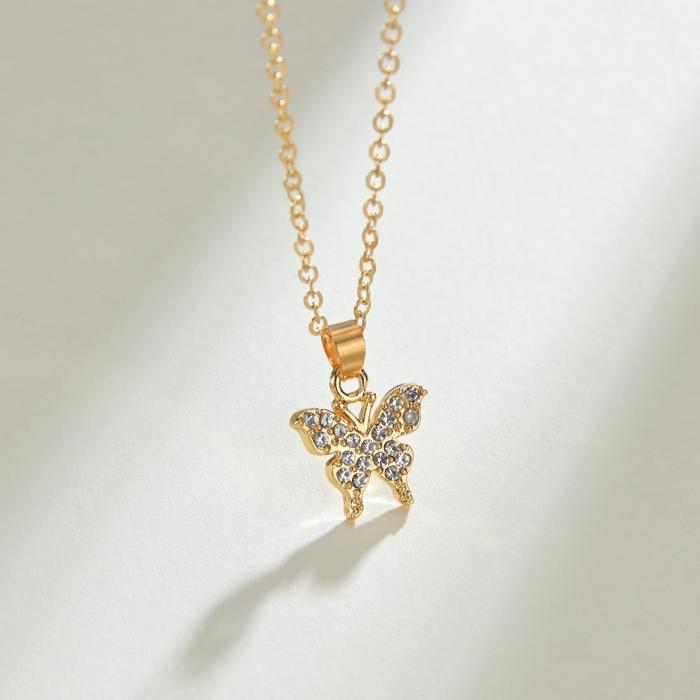 Small Rhinestone Butterfly Necklace