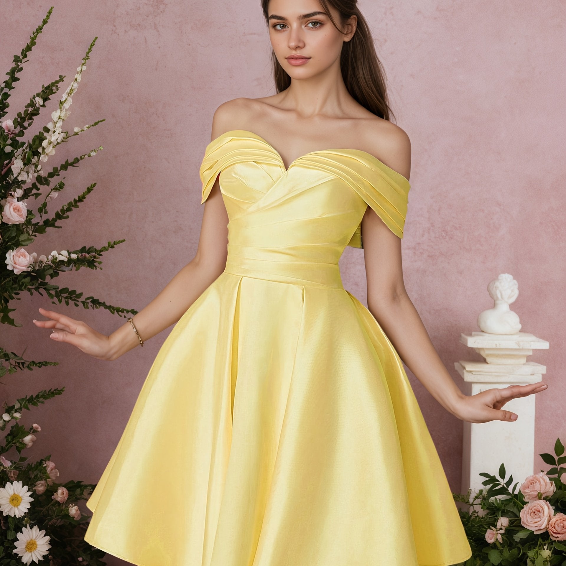 Elegant Sweetheart Off Shoulder Full Skirt Party Dress