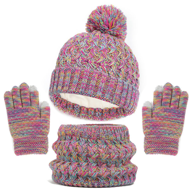 Children's Hat Scarf Gloves Three-piece Set