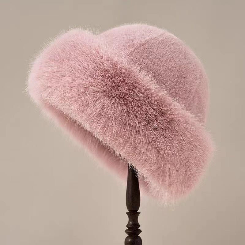 Ladies Pink Furry Mongolian Hat