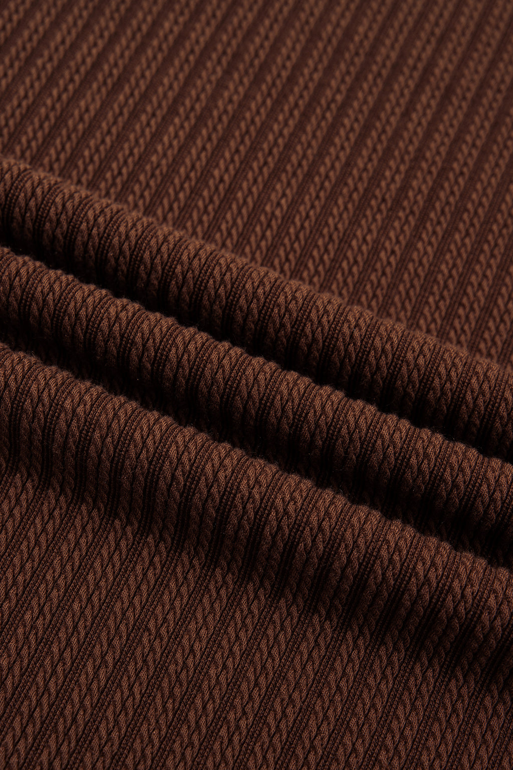 Dark Brown Ribbed Knit Lettuce Trim 2pcs Shorts Set