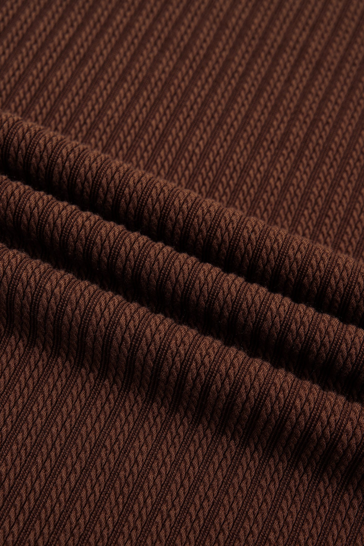 Dark Brown Ribbed Knit Lettuce Trim 2pcs Shorts Set