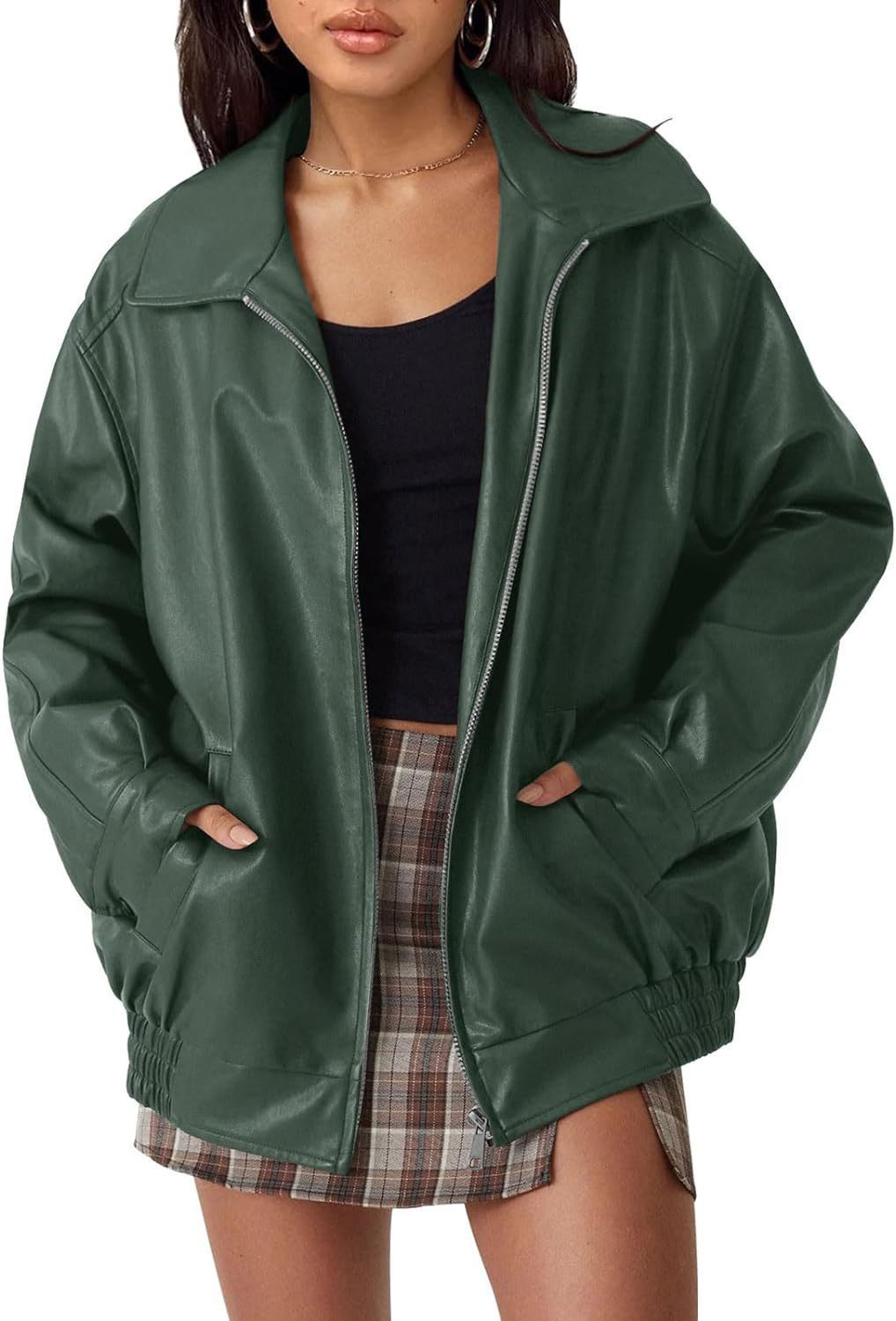 Women's Oversized PU Leather Jacket