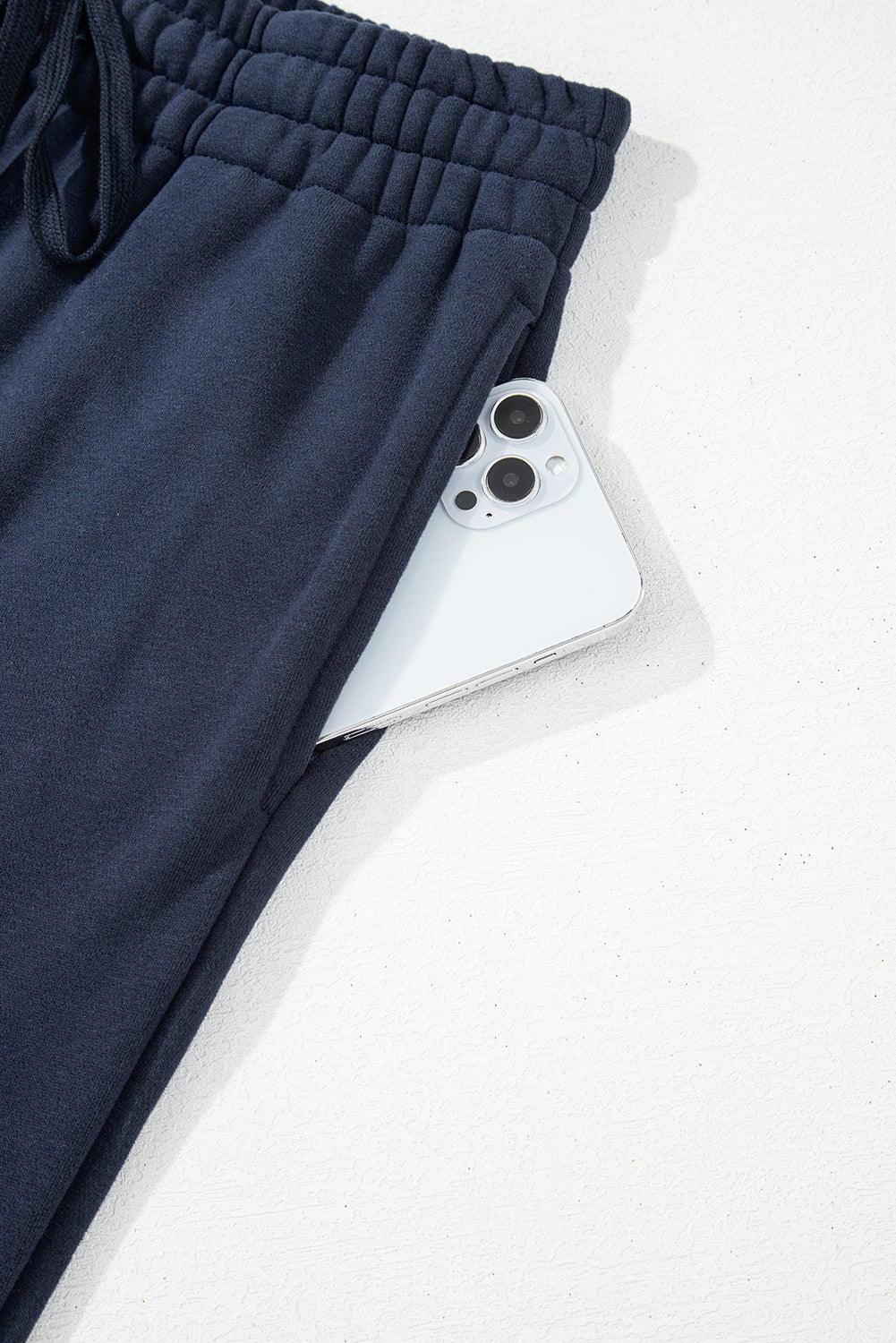 Navy Blue Fleece Drawstring Pants