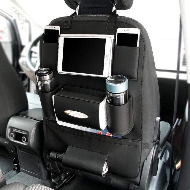 Black PU Leather Car Seat Organizers