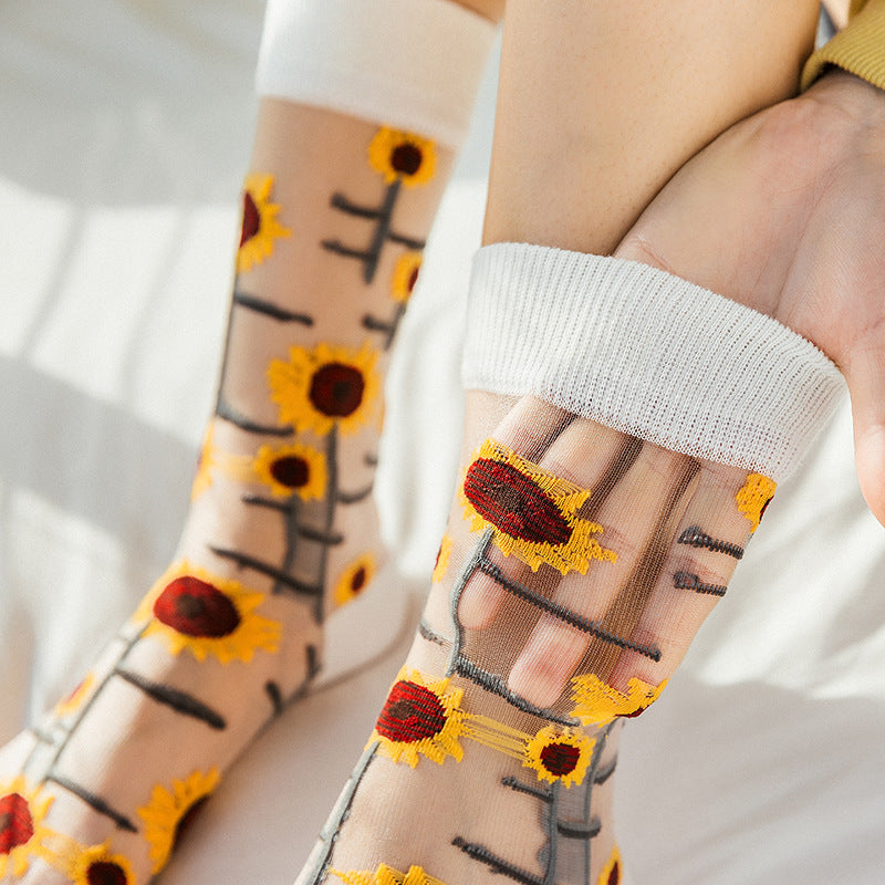 Women's Transparent Floral Socks
