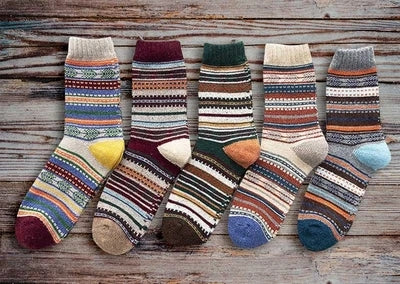 Striped Winter Wool Socks