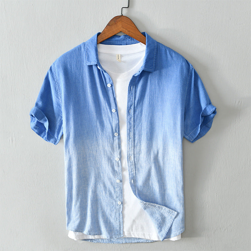 Versatile Men's Casual Striped Breathable Shirt