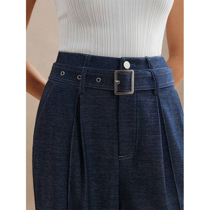 Wide-leg High Waist Double Belt Loop Jeans