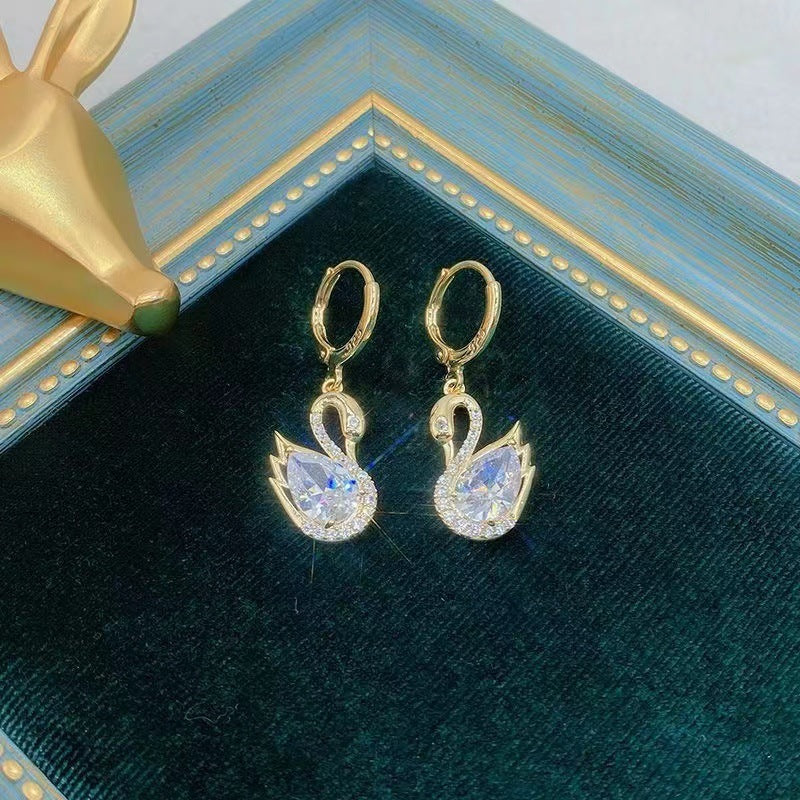 Rhinestone Swan Earrings