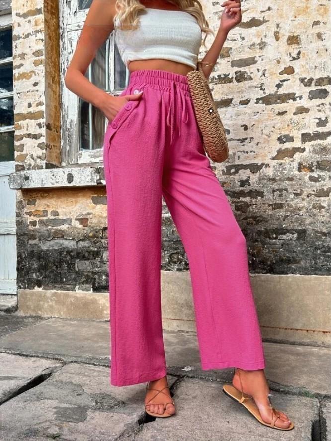 Casual Drawstring High Waist Slacks