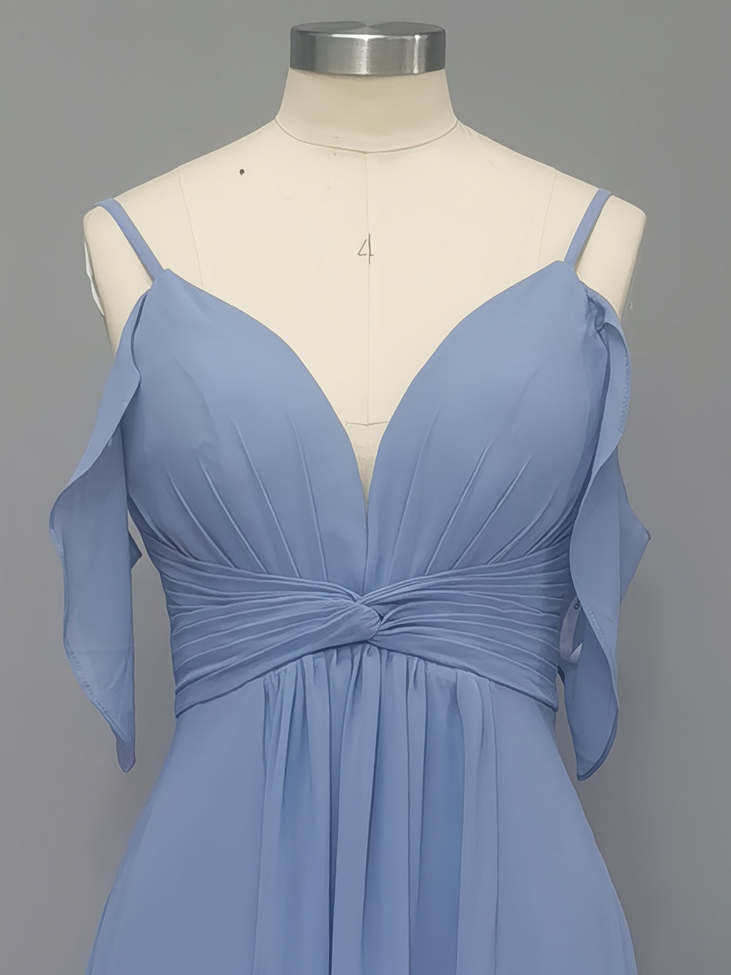 Elegant Cold Shoulder V-Neck Bridesmaid Dress