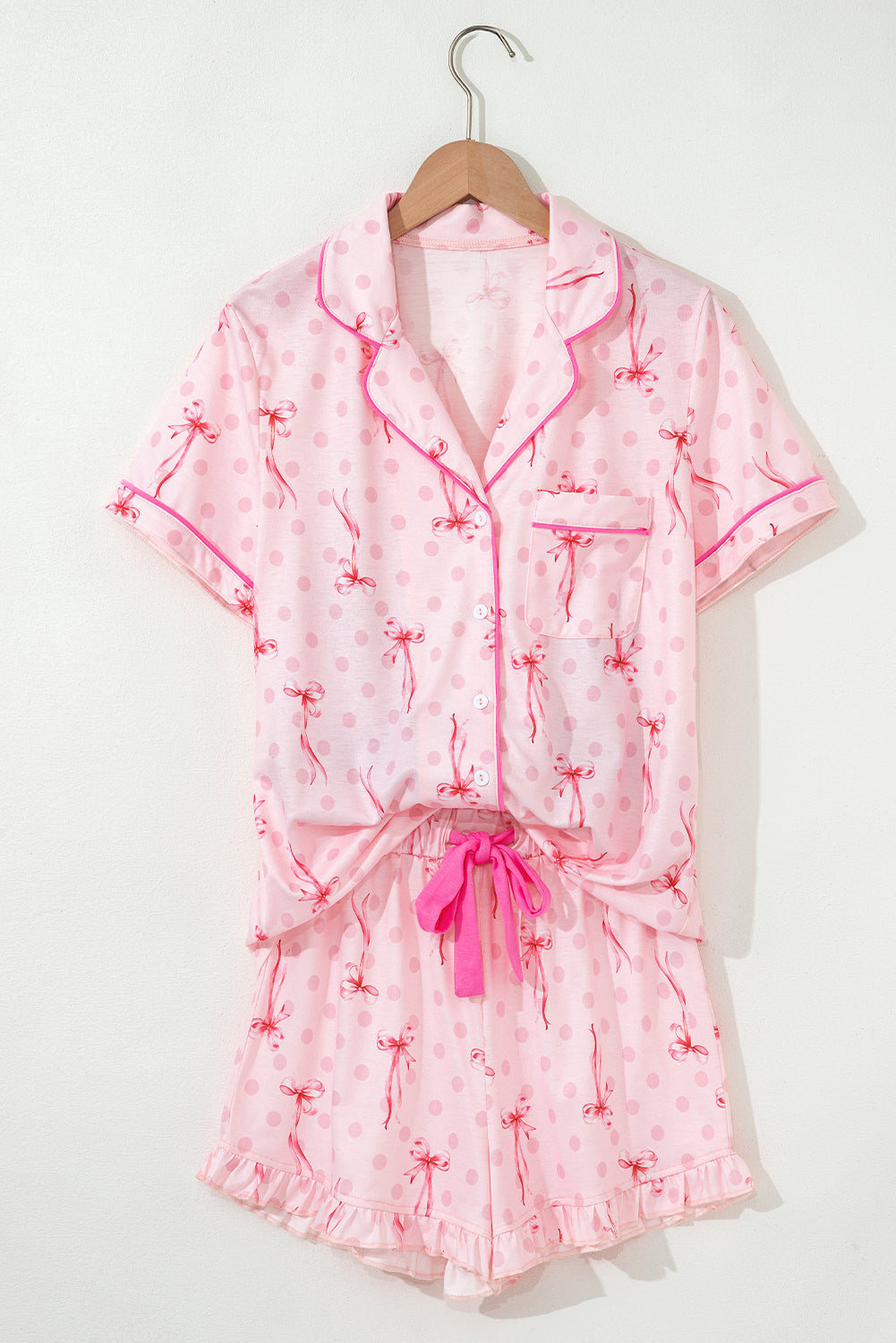 Pink Polka Dot Shorts Pajamas Set