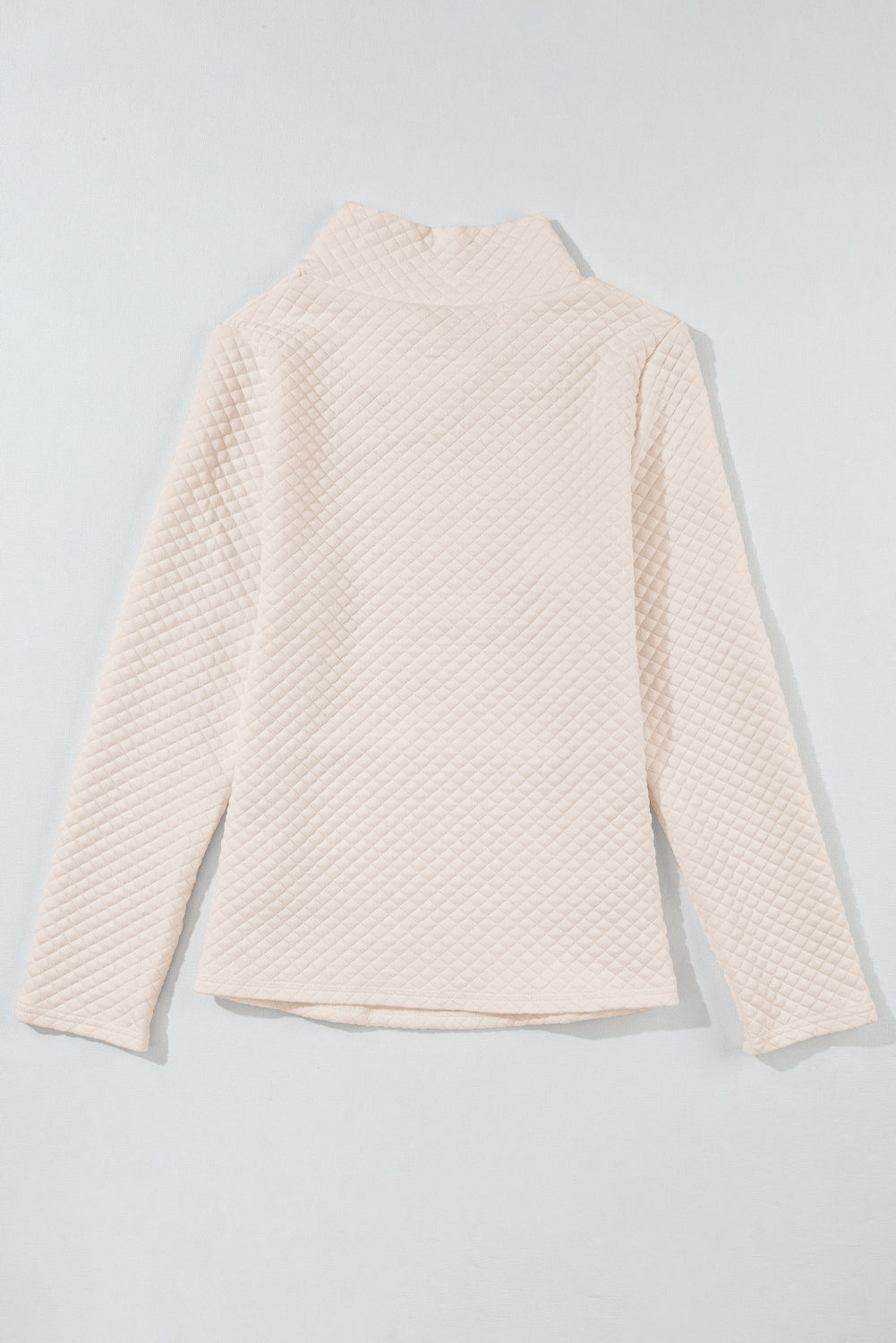 Solid Half Zipper Quilted Pullover Sweatshirt