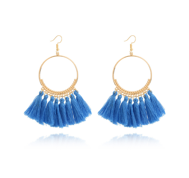 Big Round Fringe Drop Earrings - Bazaare Mart
