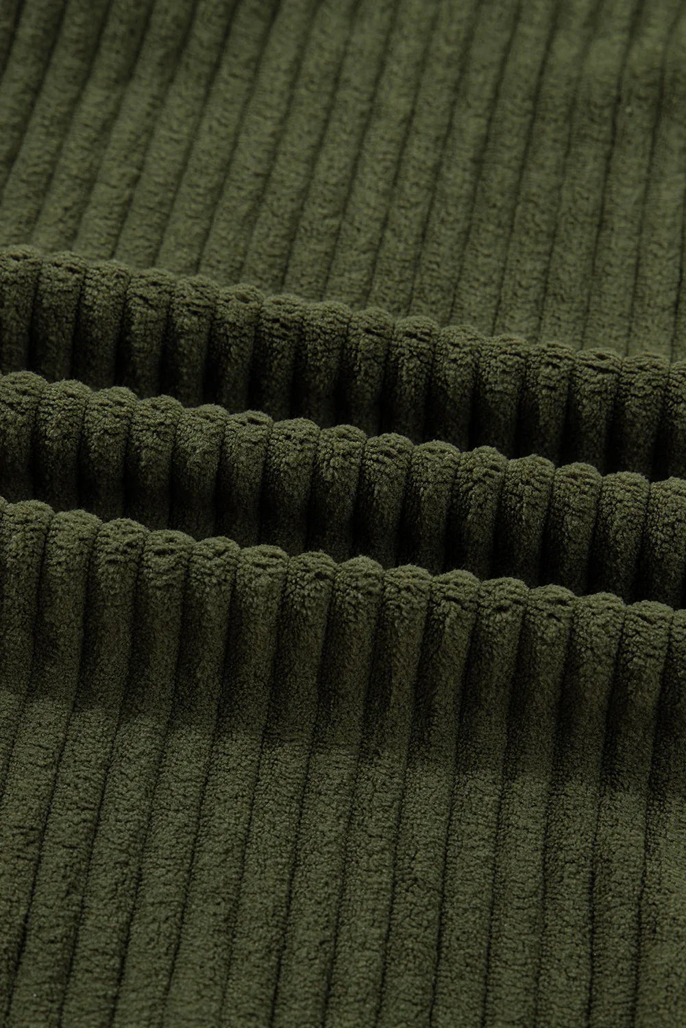 Army Green Ribbed Fleece Plaid Patchwork Button Up Jacket Bazaare Mart Outerwear/Jackets