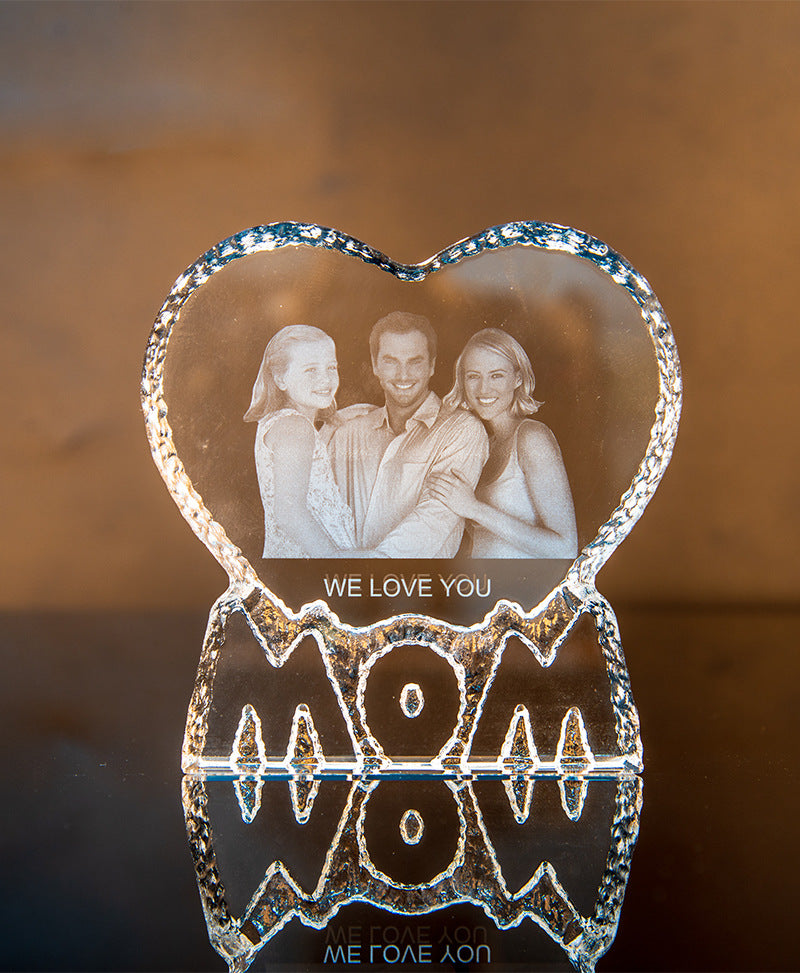 Inner Carved Heart-Shaped Crystal Plaque